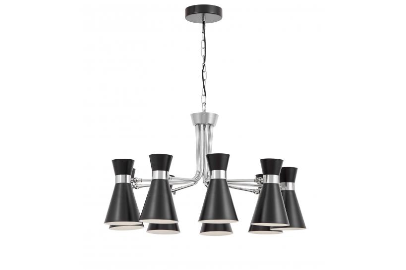 Lampadario a sospensione design moderno nero e cromo