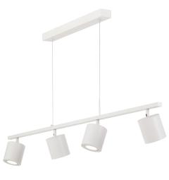 Lampadario a sospensione bianco con piastra rettangolare a soffitto 4 punti luce