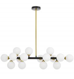 Lampadario a sospensione di design moderno 16 luci a sfere in vetro PETRICA W16 nero e ottone