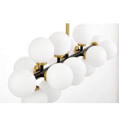 Lampadario a sospensione di design moderno 16 luci a sfere in vetro PETRICA W16 nero e ottone