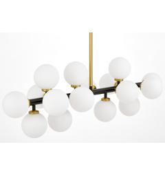 Lampadario a sospensione di design moderno 16 luci a sfere in vetro PETRICA W16 nero e ottone