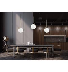 Lampadario a sospensione con sfera in vetro struttura ottone simil flos