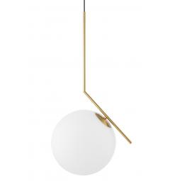 Lampadario a sospensione con sfera in vetro struttura ottone simil flos