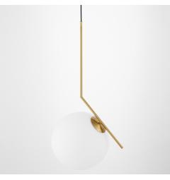 Lampadario a sospensione con sfera in vetro struttura ottone simil flos