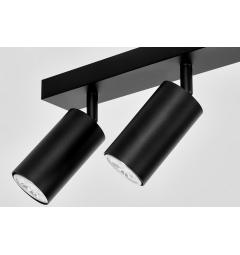 Plafoniera in metallo nero con piastra rettangolare a soffitto 4 punti luce