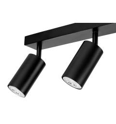 Plafoniera in metallo nero con piastra rettangolare a soffitto 4 punti luce