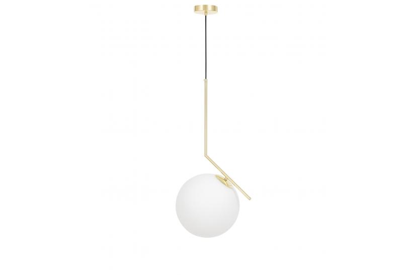 Lampadario a sospensione con sfera in vetro struttura oro simil flos