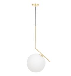 Lampadario a sospensione con sfera in vetro struttura oro simil flos