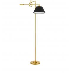 Lampada da terra design moderno in metallo ottone e paralume nero