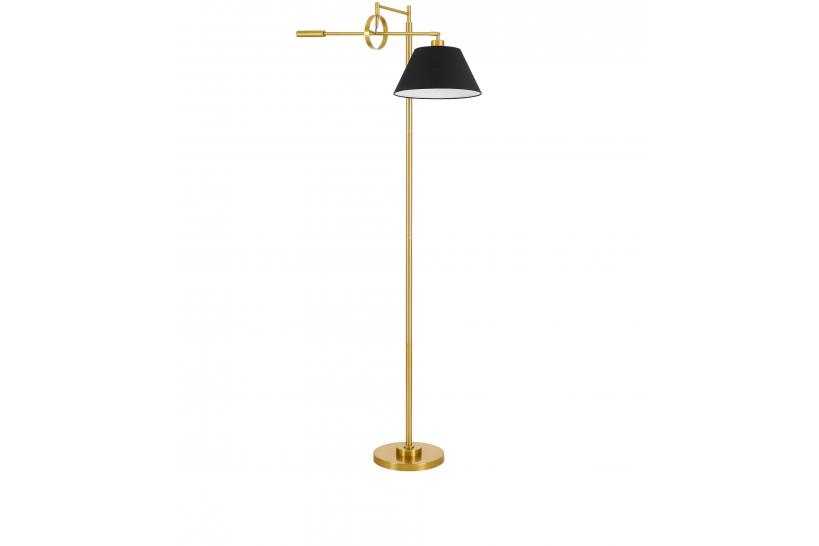 Lampada da terra design moderno in metallo ottone e paralume nero