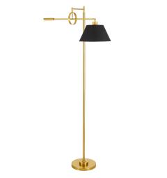 Lampada da terra design moderno in metallo ottone e paralume nero