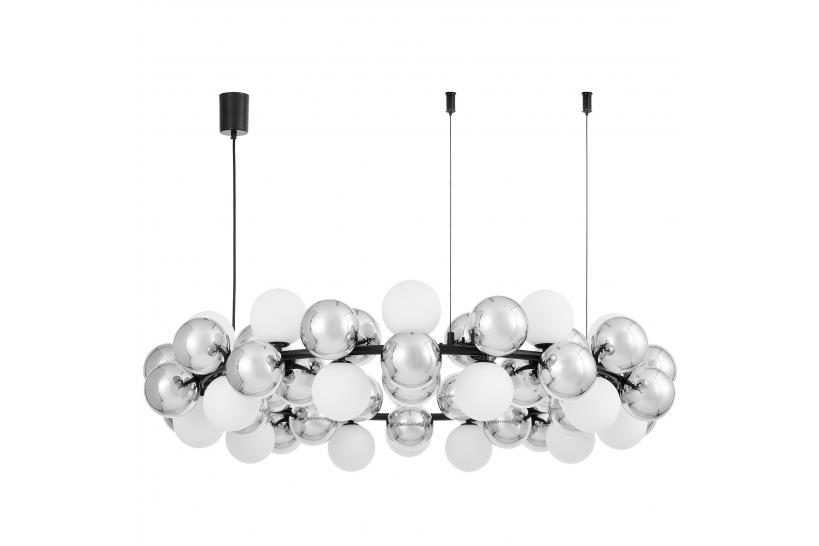 Lampadario di design moderno 20 luci SAONA W60 nero bianco e argento