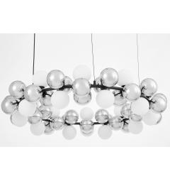 Lampadario di design moderno 20 luci SAONA W60 nero bianco e argento