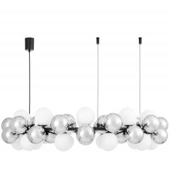 Lampadario di design moderno 20 luci SAONA W60 nero bianco e argento