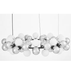 Lampadario di design moderno 20 luci SAONA W60 nero bianco e argento