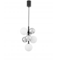 Lampadario a sospensione con 3 punti luce design moderno nero bianco e argento