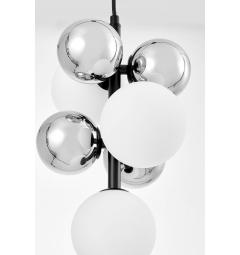 Lampadario a sospensione con 3 punti luce design moderno nero bianco e argento