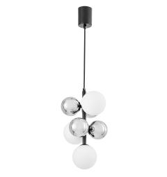 Lampadario a sospensione con 3 punti luce design moderno nero bianco e argento