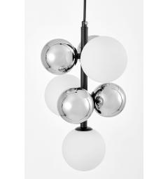 Lampadario a sospensione con 3 punti luce design moderno nero bianco e argento