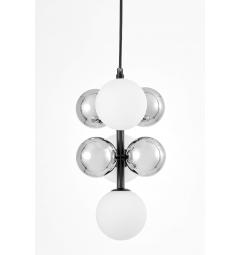 Lampadario a sospensione con 3 punti luce design moderno nero bianco e argento