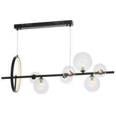 Lampadario a sfera in vetro trasparente struttura in metallo nero MERIDO W7 + 1 LED