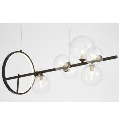 Lampadario a sfera in vetro trasparente struttura in metallo nero MERIDO W7 + 1 LED