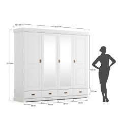 armadio legno massello bianco top miele 4 ante specchio shabby toscano