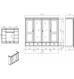 armadio shabby legno massello pino miele 4 ante