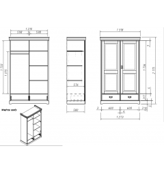 armadio 2 ante shabby toscano legno massello bianco miele