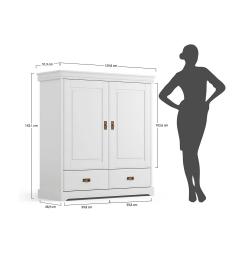 armadietto legno massello bianco shabby 2 ante cassetti