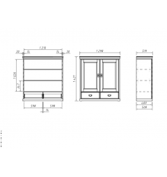 armadietto legno massello bianco shabby 2 ante cassetti