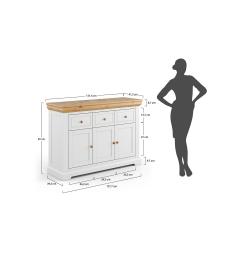 mobile buffet legno massello pino tre cassetti shabby country