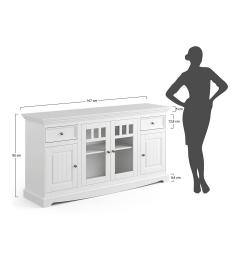 Mobile buffet con vetrina shabby chic pino massello bianco e rovere