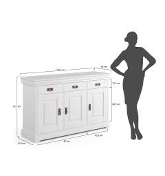 mobile buffet shabby toscano legno massello bianco top miele