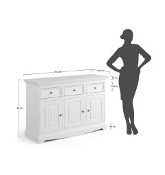 Mobile buffet shabby chic 3 ante pino massello bianco e noce