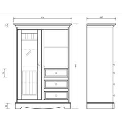 Cristalliera bassa shabby chic pino massello bianco e top noce