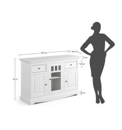 Credenza con vetrina bicolore shabby chic pino massello bianco e rovere