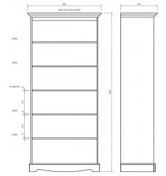 Libreria shabby chic pino massello bianco