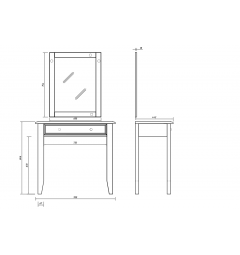 Postazione da trucco shabby chic pino massello tinto bianco noce