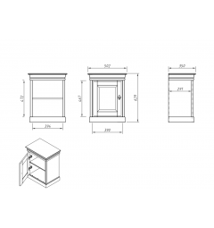 comodino legno massello pino bianco miele shabby toscano