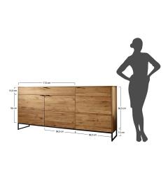 Credenza in legno naturale rovere massello stile industriale