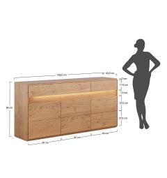 Credenza moderna in rovere massello grezzo con illuminazione LED