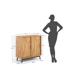 Mobile buffet in legno naturale massello con portabottiglie