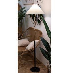 Lampada da terra in metallo nero e argentato dal design morbide e sinuoso