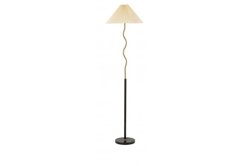 Lampada da terra in metallo nero e argentato dal design morbide e sinuoso