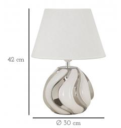 Lampada in ceramica bianca con rifiniture argentate  dal design semplice ed elegante