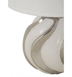 Lampada in ceramica bianca con rifiniture argentate  dal design semplice ed elegante