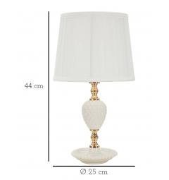 Lampada in ceramica bianca con rifiniture dorate dal design semplice ed elegante