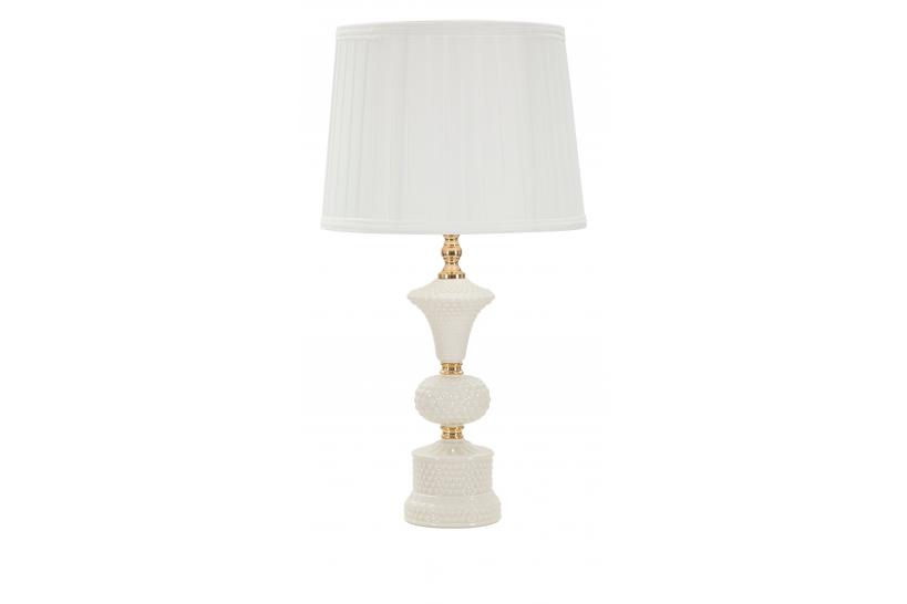 Lampada in ceramica bianca con rifiniture dorate dal design semplice ed elegante