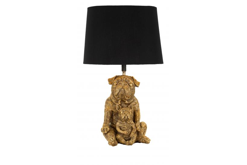 Lampada da tavolo in resina dorata a forma di coppia di cani